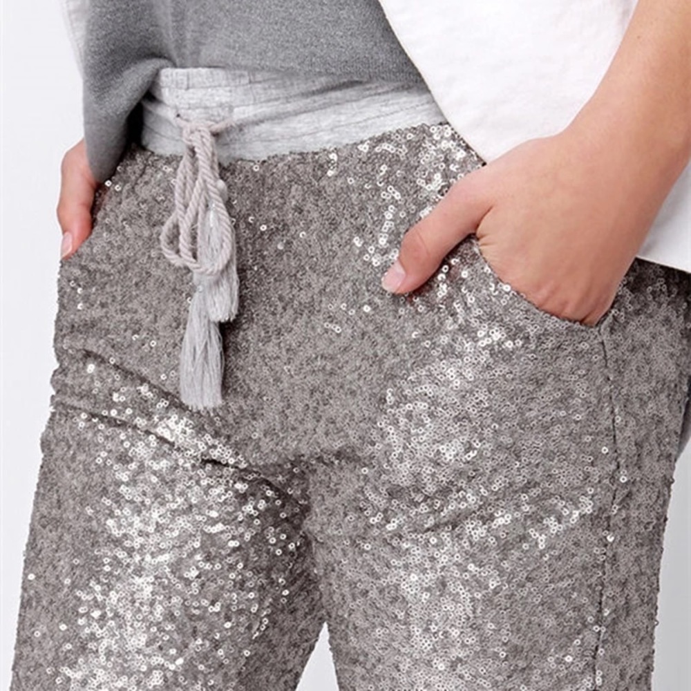 Silver Sequin Joggers - Picture 5 of 7